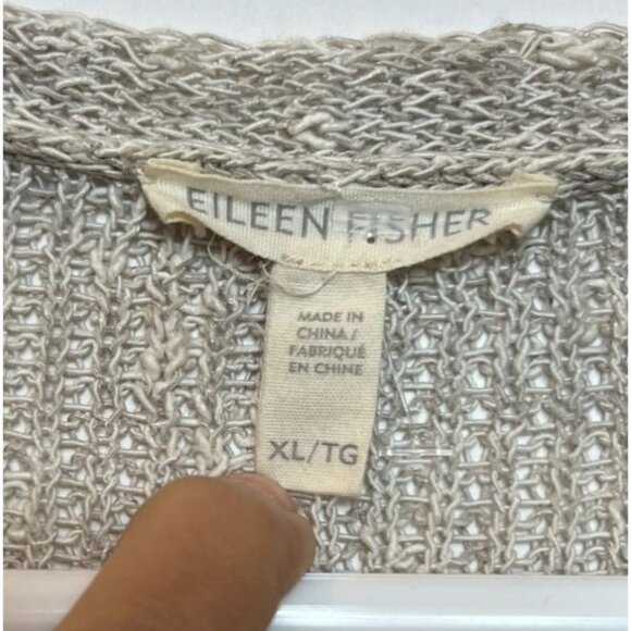 Eileen Fisher Pebble Beige Mélange Half-Sleeve V-Neck Tunic Linen Blend XL - Picture 7 of 10